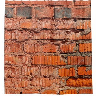 Rood bakstenen wandtextureel verlaten, veroudering douchegordijn