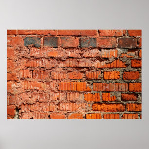 Rood bakstenen wandtextureel verlaten, veroudering poster