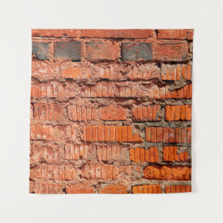 Rood bakstenen wandtextureel verlaten, veroudering wandkleed