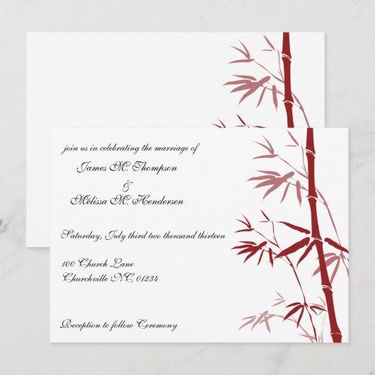 Rood-Bamboe-weddenschappen Kaart (Voorkant / Achterkant)
