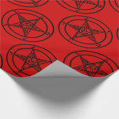 rood baphomet pentagram halloween cadeaupapier (Hoek)