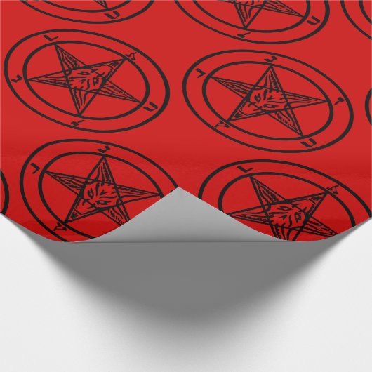 rood baphomet pentagram halloween cadeaupapier (Hoek)