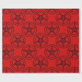 rood baphomet pentagram halloween cadeaupapier (Vlak)