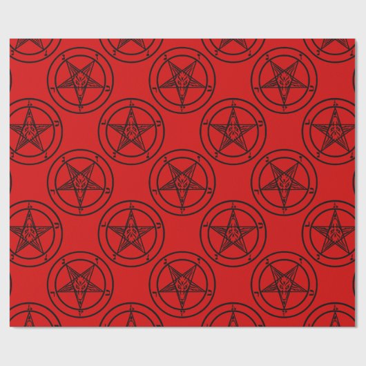 rood baphomet pentagram halloween cadeaupapier (Vlak)