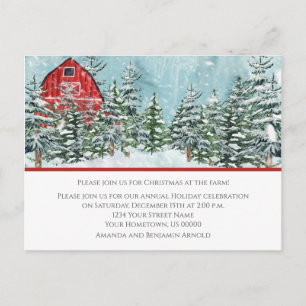 Rood Barn Boerderij kerstfeestdag Briefkaart