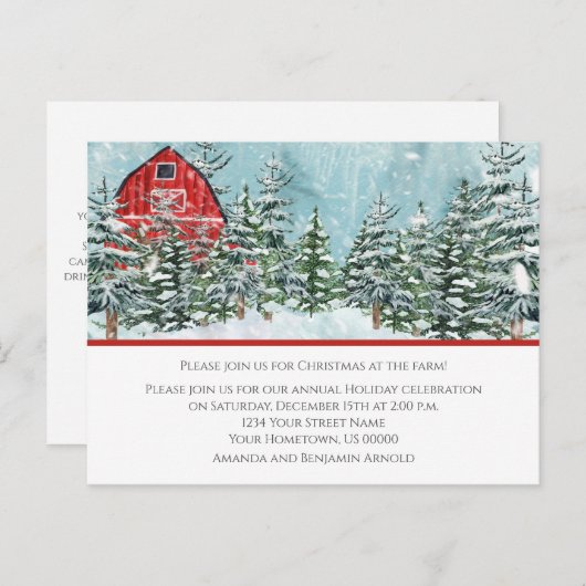 Rood Barn Boerderij kerstfeestdag Briefkaart (Voorkant / Achterkant)