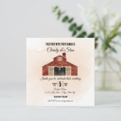 Rood-Barn-bruiloft Kaart (Staand voorkant)