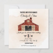 Rood-Barn-bruiloft Kaart (Voorkant)