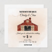 Rood-Barn-bruiloft Kaart (Voorkant / Achterkant)