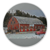 Rood Barn en  Boerderij Trappen Keramische Knop (Voorkant)