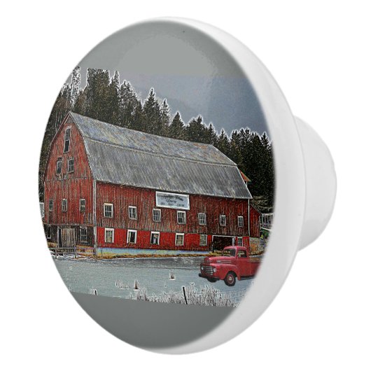 Rood Barn en  Boerderij Trappen Keramische Knop (Rechts)