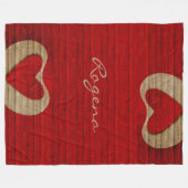 Rood Barn Wood - Rood hart - BLANKET LGE Fleece Deken (Voorkant (Horizontaal))