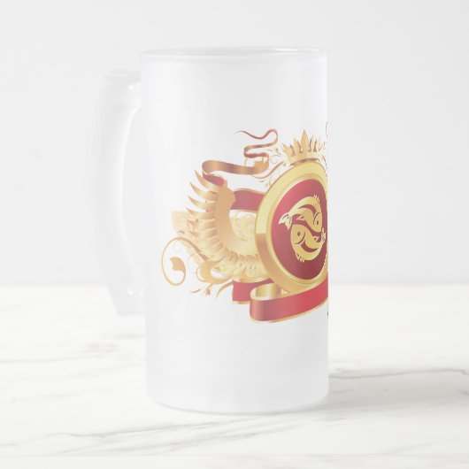 Rood Baron "Zodiac Pisces" 16 oz Mok van diepgevro (Voorkant links)