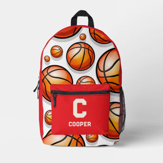 Rood basketbalpatroon bedrukte rugzak (Voorkant)
