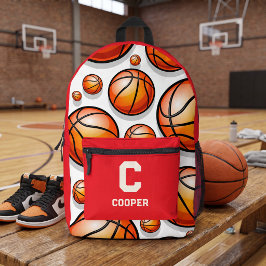 Rood basketbalpatroon bedrukte rugzak