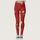 Rood Beauty bloemmotief Leggings (Voorkant)