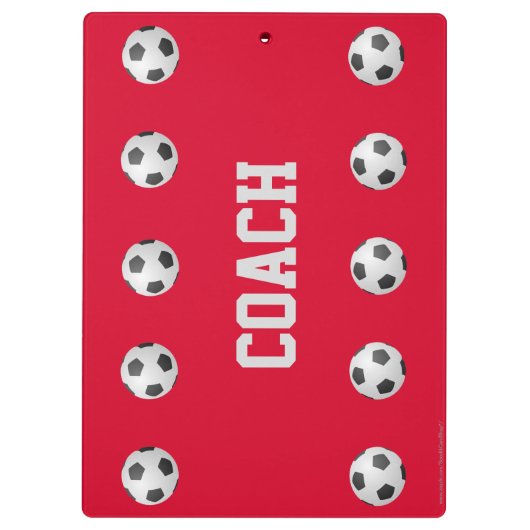 Rood, bedankt Coach, naam, Voetbal, Klembord (Achterkant)