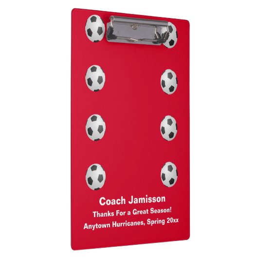 Rood, bedankt Coach, naam, Voetbal, Klembord (Rechts)