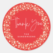 Rood bedankt voor de feestdagen ronde sticker (Voorkant)