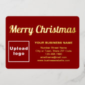 Rood Bedrijfs Merk op Kerstmisrechthoek Folie Feestdagenkaart (Voorkant)