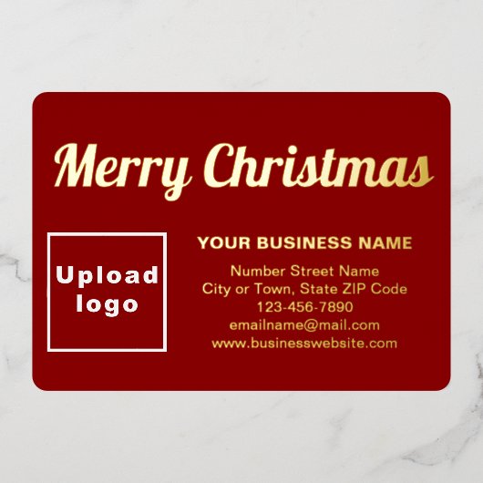 Rood Bedrijfs Merk op Kerstmisrechthoek Folie Feestdagenkaart (Voorkant)