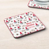 Rood bedrijfskerstcadeau voor klanten onderzetters (Linkerzijde)