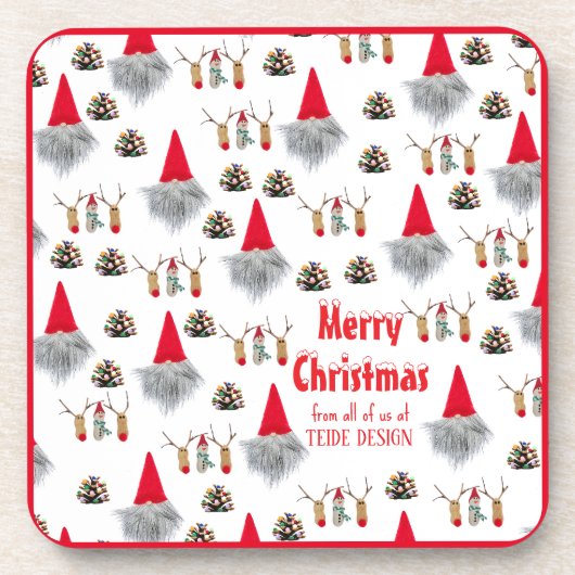 Rood bedrijfskerstcadeau voor klanten onderzetters (Voorkant)