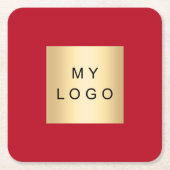 Rood bedrijfslogo kartonnen onderzetters (Voorkant)