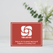 Rood bedrijfsreclamebureau logo briefkaart (Staand voorkant)