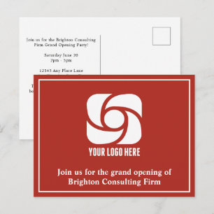 Rood bedrijfsreclamebureau logo briefkaart