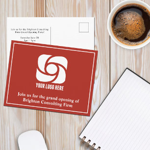 Rood bedrijfsreclamebureau logo briefkaart