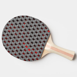 Rood beeld onder grijze platen, rechthoekige vorme tafeltennisbatje