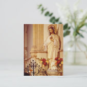 Rood beeld van Christus met open palm met stigma Briefkaart (Staand voorkant)