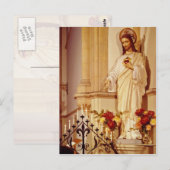 Rood beeld van Christus met open palm met stigma Briefkaart (Voorkant / Achterkant)