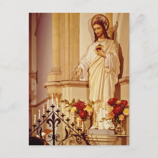 Rood beeld van Christus met open palm met stigma Briefkaart (Voorkant)