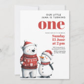 Rood Beer en sneeuwpoppen | Winter Wonderland Kaart (Voorkant)