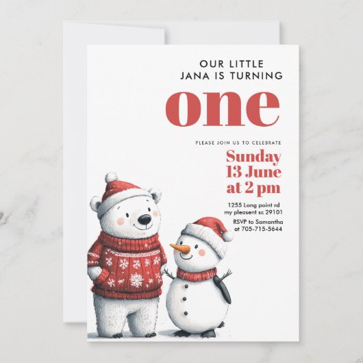 Rood Beer en sneeuwpoppen | Winter Wonderland Kaart (Voorkant)