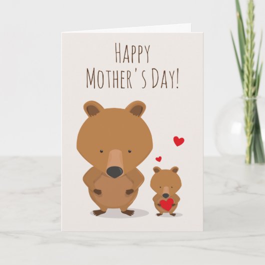 Rood Beer van moederdag Kaart (Voorkant)