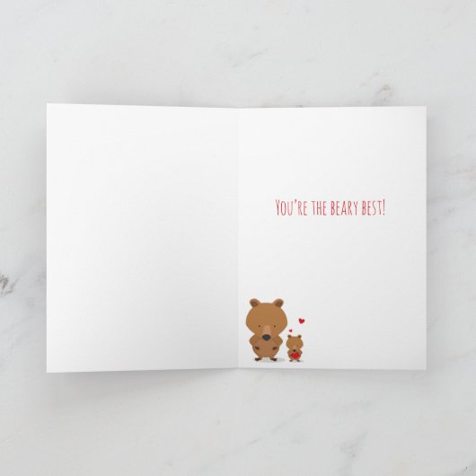 Rood Beer van moederdag Kaart (Binnen)