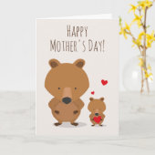 Rood Beer van moederdag Kaart (Gele Bloem)