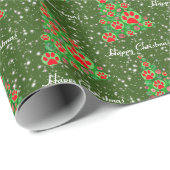 Rood beestje Silhouette kerstboom Groen Cadeaupapier (Rol Hoek)