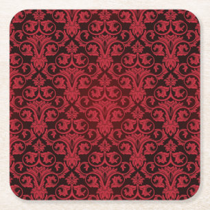 Rood behang 2 kartonnen onderzetters