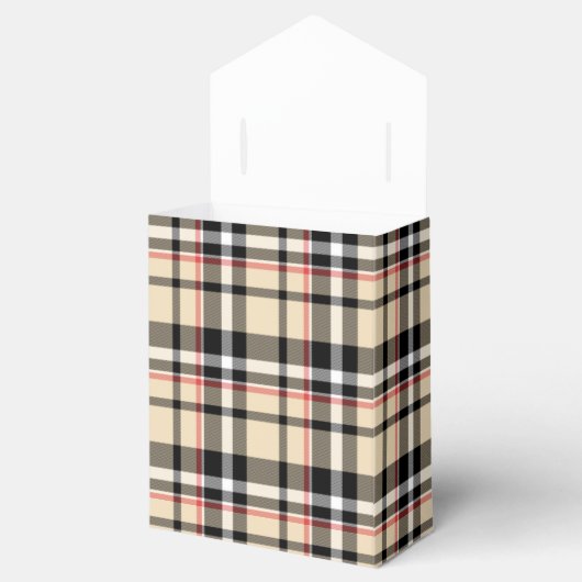 Rood beige Black White Squares Tartan Patroon Bedankdoosjes (Geopend)