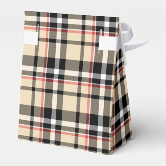 Rood beige Black White Squares Tartan Patroon Bedankdoosjes (Achterkant)