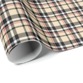 Rood beige Black White Squares Tartan Patroon Cadeaupapier (Rol Hoek)