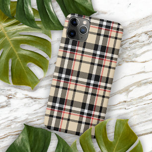 Rood beige Black White Squares Tartan Patroon Case-Mate iPhone Case