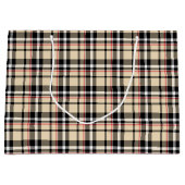 Rood beige Black White Squares Tartan Patroon Groot Cadeauzakje (Voorkant)