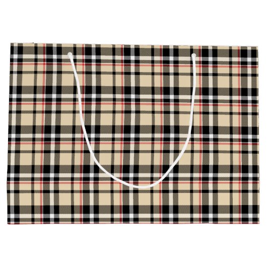 Rood beige Black White Squares Tartan Patroon Groot Cadeauzakje (Achterkant)