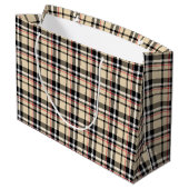 Rood beige Black White Squares Tartan Patroon Groot Cadeauzakje (Achterkant Gekanteld)