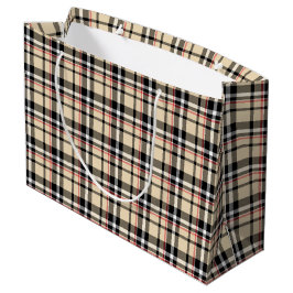 Rood beige Black White Squares Tartan Patroon Groot Cadeauzakje